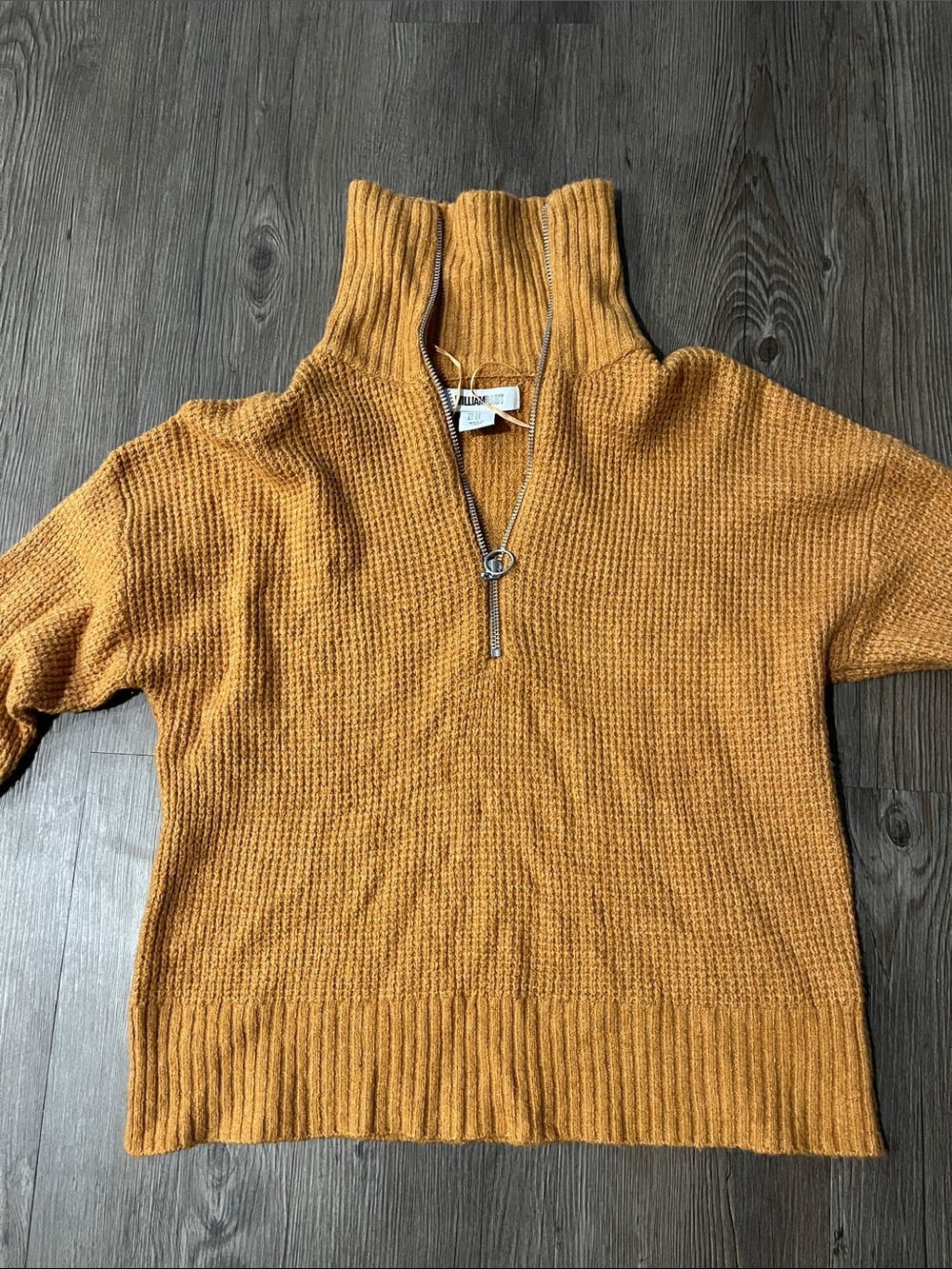 WILLIAM RAST Mustard Quarter-Zip Ribbed Turtleneck Sweater